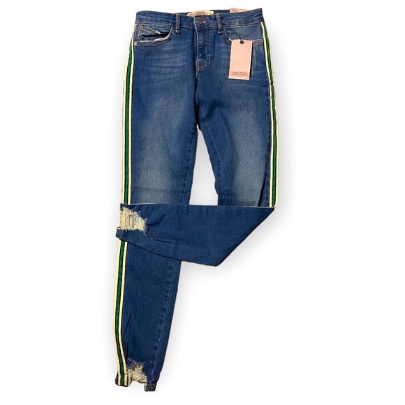 Zara Mid Rise Skinny Jeans with Striped Sides - Picture 2 of 13